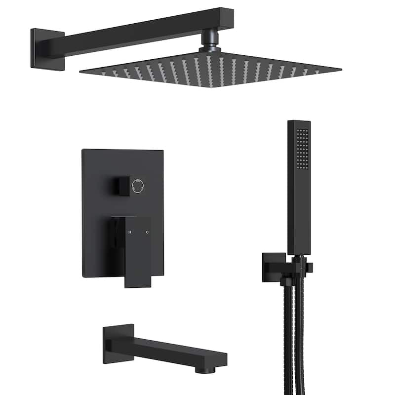 Wall Mounted Shower System Bathtub Facuet Set, High-Pressure 10" Rain Shower Head with Handheld