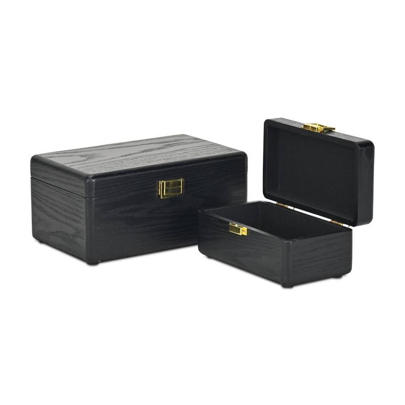 Sable Set of 2 Wooden Boxes with Gold Handles