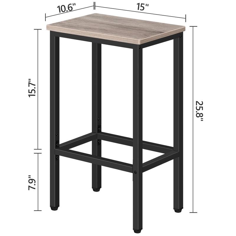 Bar Stools, Set of 2 Bar Chairs,Kitchen Breakfast Bar Stools with Footrest,25.8" Dining Stools,Rectangular Industrial Bar Chairs