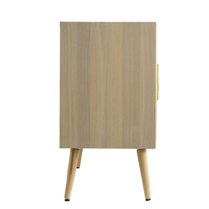 Dana 47 Inch TV Media Entertainment Console, 3 Rattan Doors, Modern, Brown