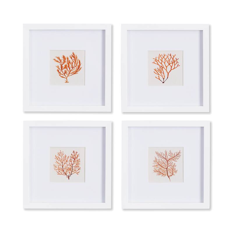 Branch Coral Petite Prints, Set Of 4 - On Sale - Bed Bath & Beyond ...