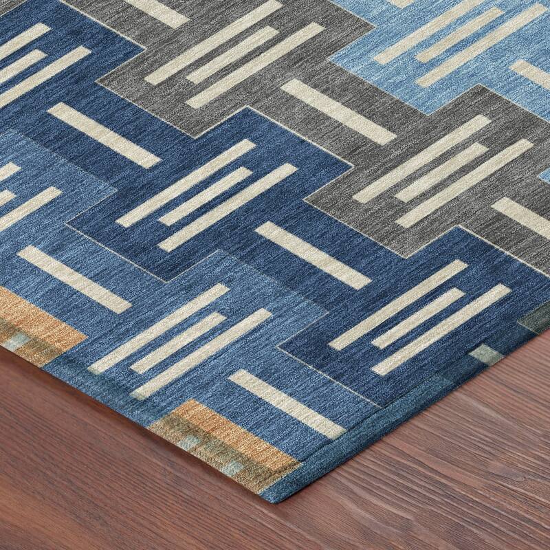 Machine Washable Indoor/ Outdoor Modern Wamego Chantille Rug