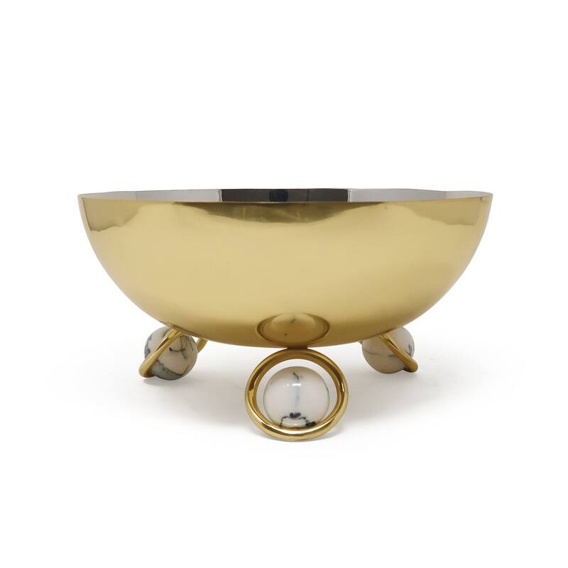 Salad Bowl Silver Inner Gold Outer with Ball Legs