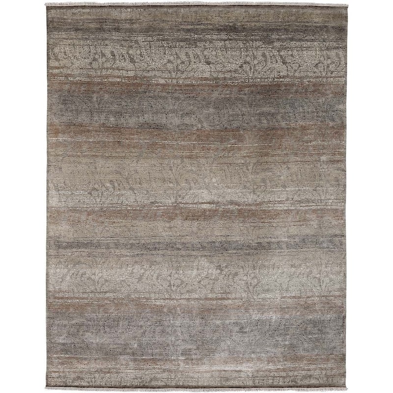 Abeli Kaho Hand-Knotted Natural Handspun Silk Area Rug - 8' x 10' - Gray