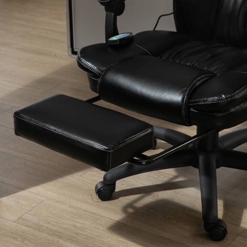 Executive Massage Office Chair with 6 Vibration Points, Microfiber Computer Desk Chair, Heated Reclining Chair with Footrest