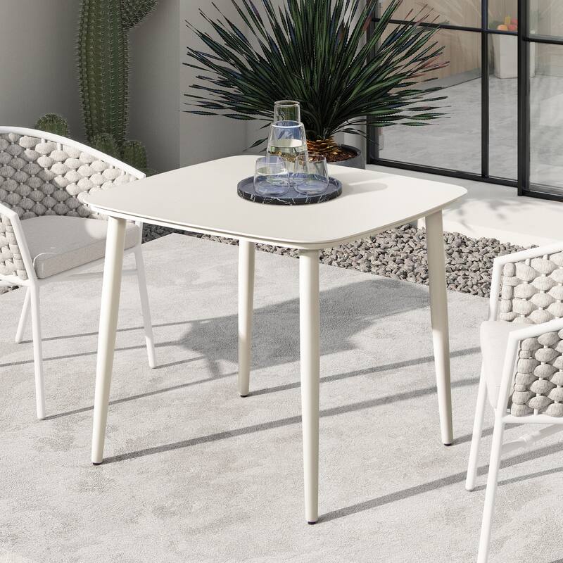 Santorini 33.5" Aluminum Outdoor Patio White Coffee Table - 33.5"W X 33.5"D X 29.5"H