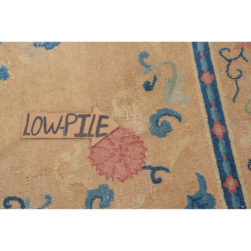 Hand Knotted Oriental 100% Wool Carpet Traditional Floral Oranges & Rust Art Deco Area Rug - 9' 9'' X 7' 11''