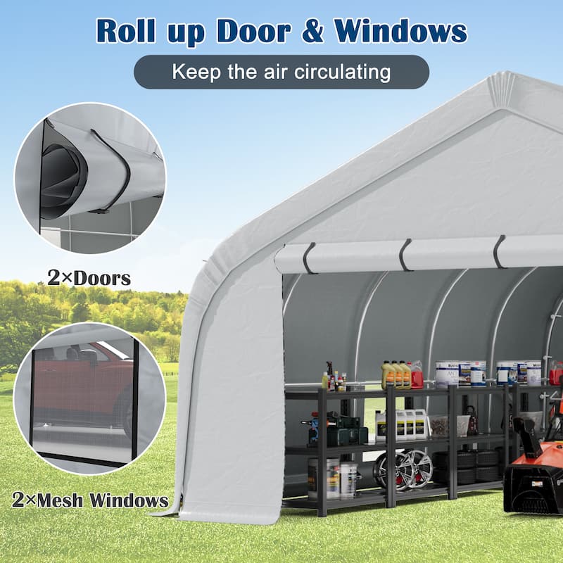 EROMMY 20x20ft Heavy Duty Outdoor Carport, Portable Waterproof Car Canopy Tent with Sidewalls
