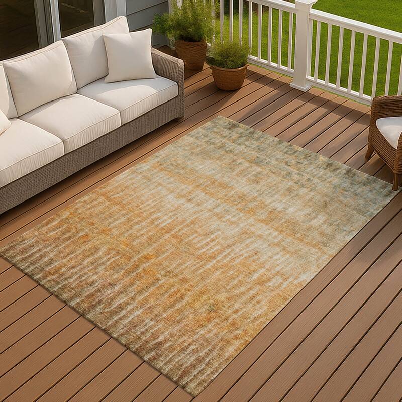 Machine Washable Indoor/ Outdoor Contemporary Ombre Chantille Rug - Copper - 3' x 5'