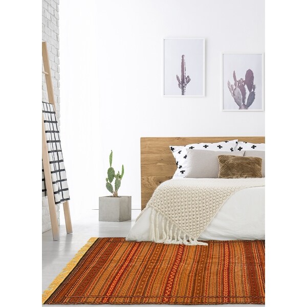 Bedroom Ottoman Kashkoli Flat-Weaves & Kilims Green Tapestry Kilim 5'6 x 7'6 Hand-Knotted Wool Rug 333103 eCarpet Gallery Area Rug for Living Room
