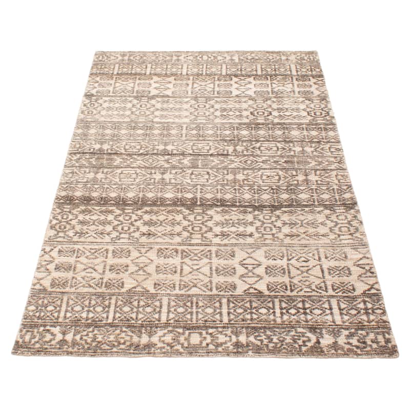 ECARPETGALLERY Hand-knotted Tangier Grey Wool Rug - 4'11 x 7'10