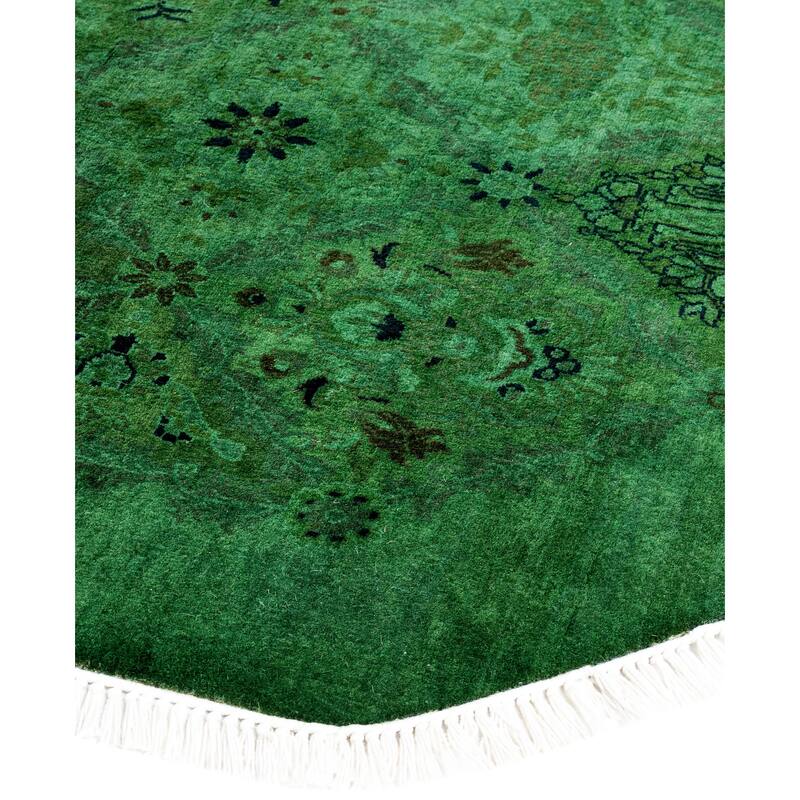 Overdyed One-of-a-Kind Hand-Knotted Area Rug - Green - 7' 1" x 7' 1"