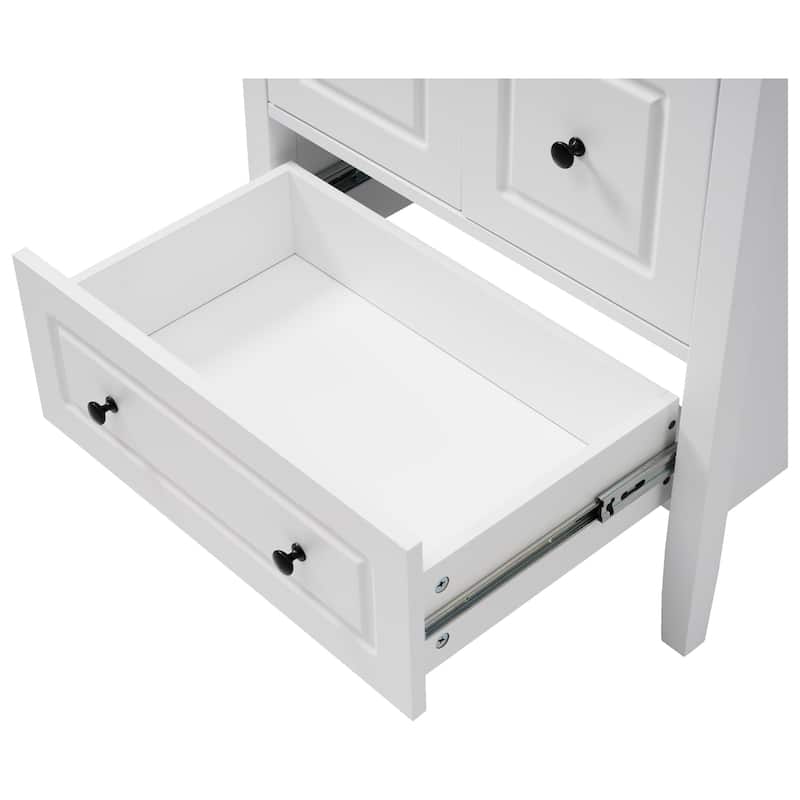 Roomfitters Bathroom Vanity with Sink, Single Cabinet with Soft-closing Door and Three Soft-closing Drawers, Retro Handles