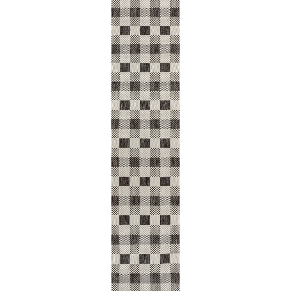 JONATHAN Y Biot Traditional Geometric Bold Gingham Black/Cream Indoor/Outdoor Area Rug