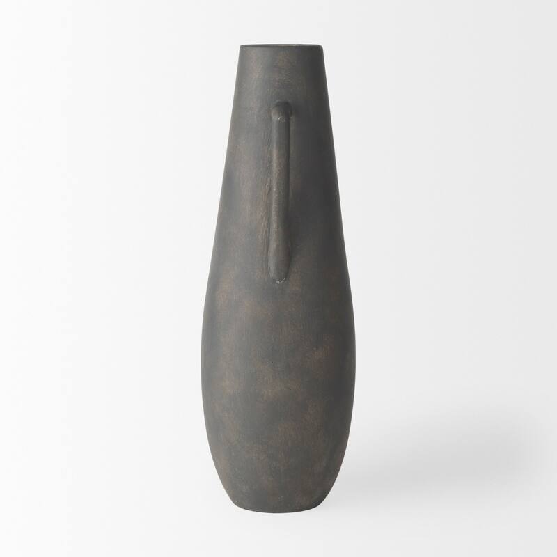 Kilian Brown And Gray Ceramic Double Ear Vase (17") - 5.9L x 5.7W x 16.9H
