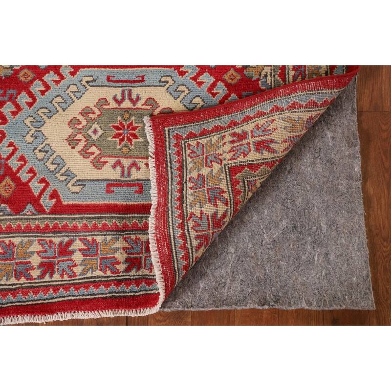 Traditional Kazak Oriental Accent Rug Handmade Red Wool Carpet - 3'2"x 5'1"
