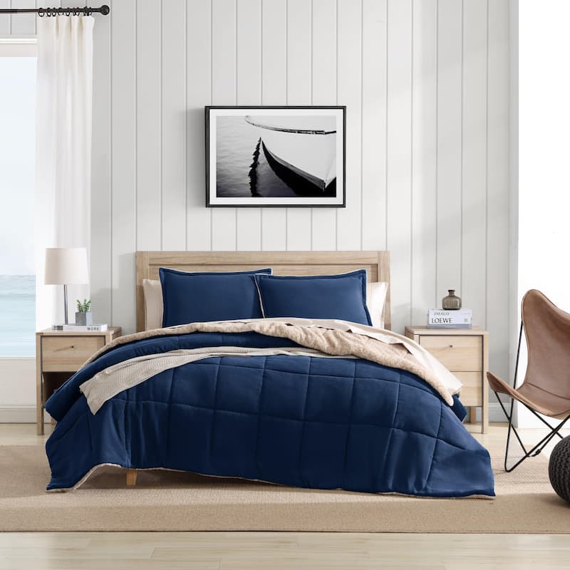 Nautica Beckett Microsuede Reversible Navy Comforter Set