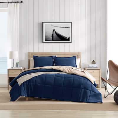 Nautica Beckett Microsuede Reversible Navy Comforter Set