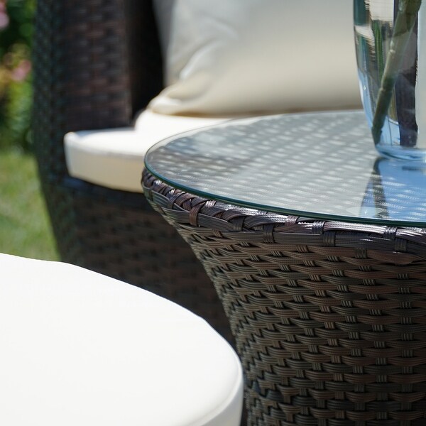 Brown Belleze 3pc Patio Outdoor Rattan Patio Set Wicker Backyard Yard Furniture Outdoor Set Hour Glass Table Round Chairs Talkingbread Co Il
