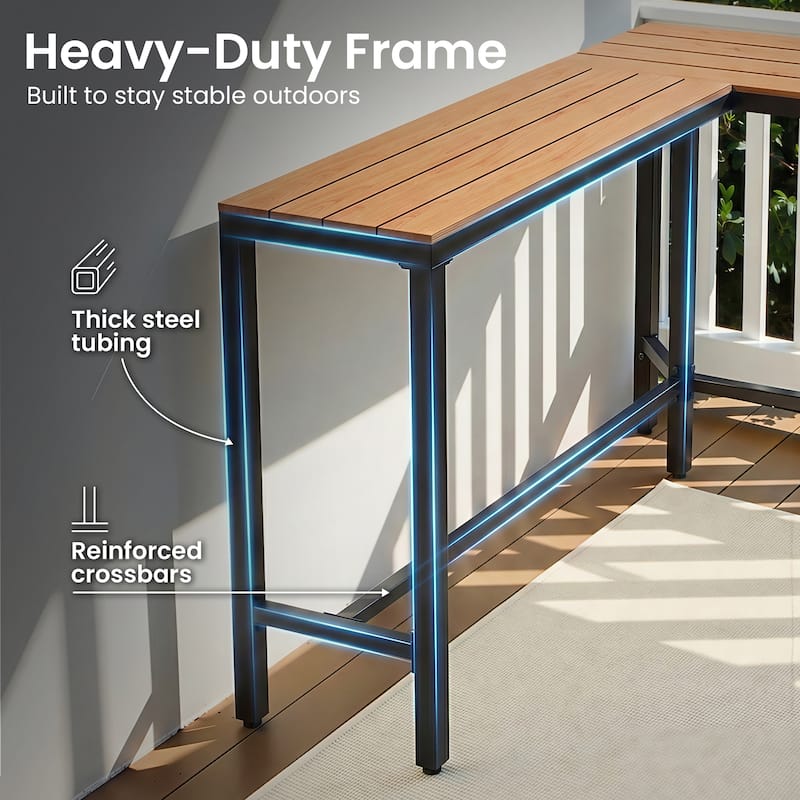Crestlive Products Outdoor L-Shaped Patio Bar Table Pub Table Dining Table