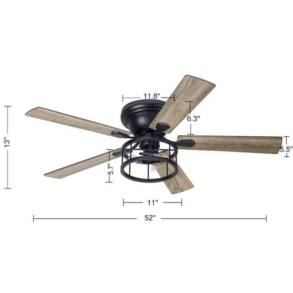 52inch Indoor Matte Black Industrial Ceiling Fan with Remote(5blade