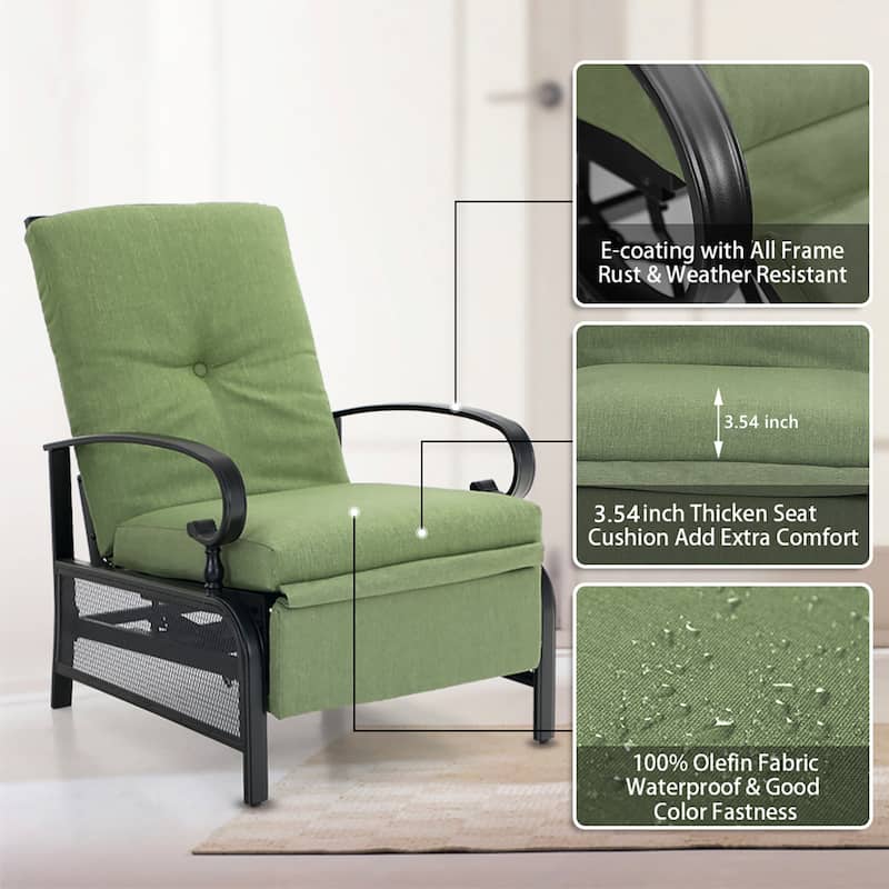 MAISON ARTS Adjustable Recliner Lounge Chair & Bistro Table Set - Perfect for Outdoor, Patio, Garden, and Porch