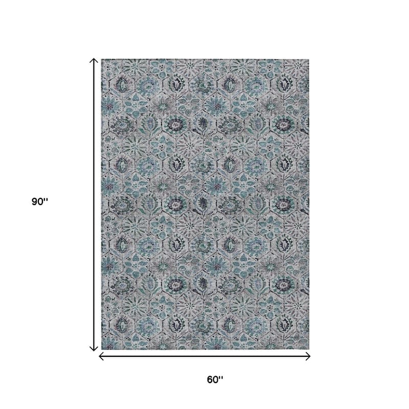 HomeRoots Floral Transitional Rectangle Outdoor Rug