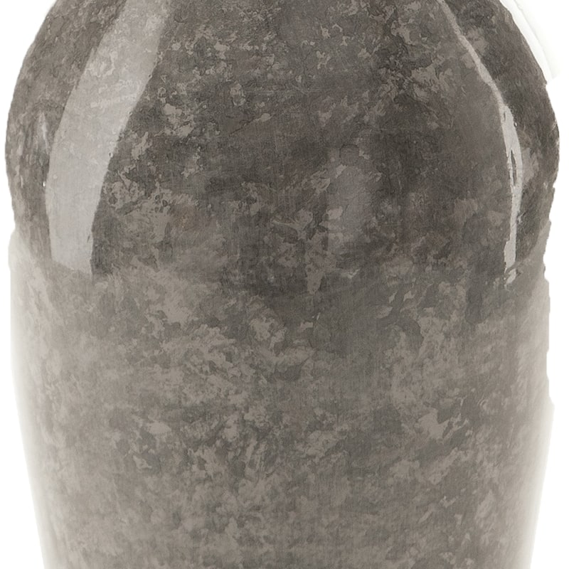 Rock 12 Inch Flower Vase, Decorative Thin Neck, High Gloss Gray Finish