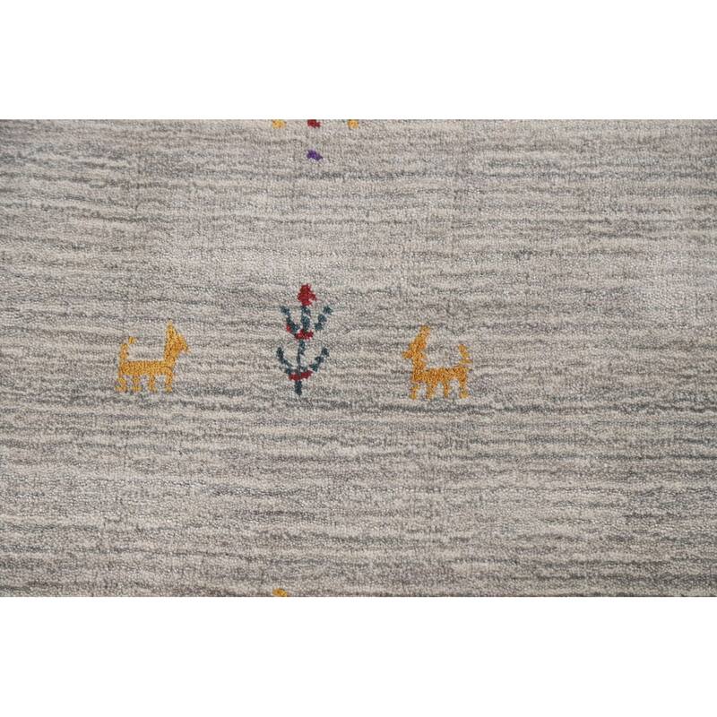 Gabbeh Indian Area Rug Hand-Knotted Oriental Wool Carpet - 8'0"x 9'7"