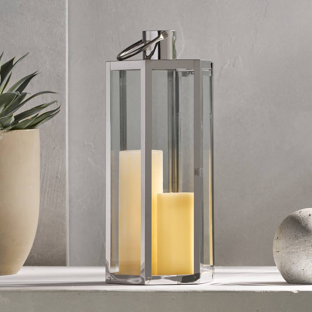 Farnsworth Outdoor Outdoor 23" Stainless Steel Lantern by Christopher Knight Home