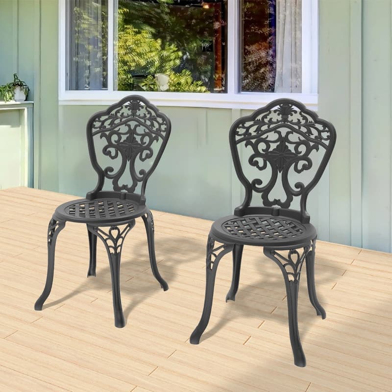 Black Aluminum Patio Outdoor Dining Chair (2-Pack)