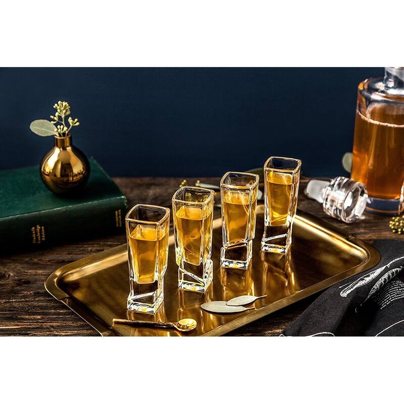 JoyJolt Carre Square Heavy Base Shot Glasses - 1.5 oz - Set of 4 - 1.8 oz