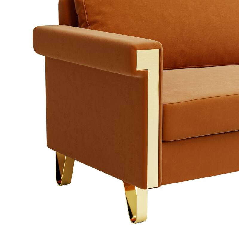 Mid-Century Velvet 3-Seater Sofa Chair Set with Gold Legs