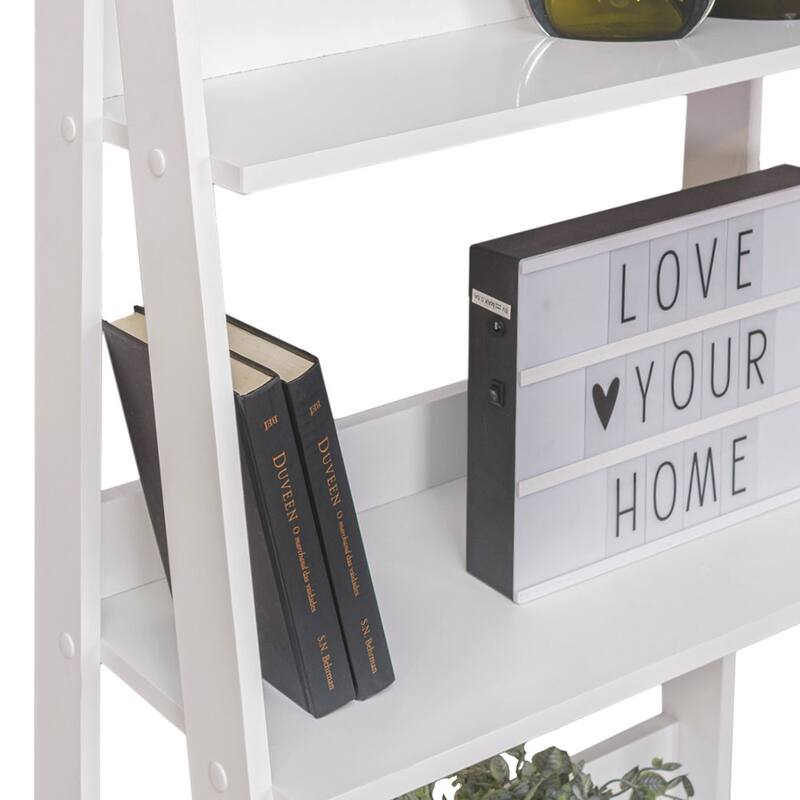 Madesa Modern 5-Tier Ladder Shelf Pantry Storage Space 24 Inch Free Standing Bookshelf Home Office Study Room and Kitchen