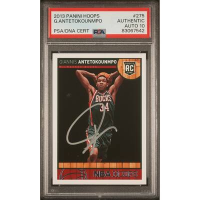 Giannis Antetokounmpo 2013 Panini Hoops Signed Rookie Card #275 Auto PSA 10 - 8'6" x 11'6"