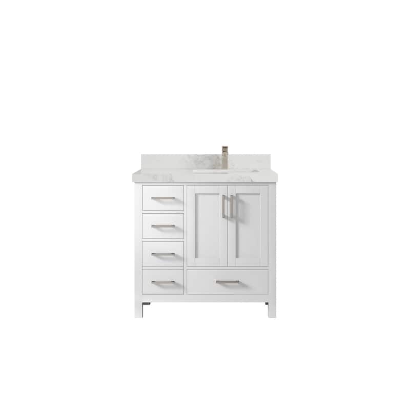 Willow Collections 36 in. W x 22 in. D Malibu Right Offset Sink Bathroom Vanity with Countertop