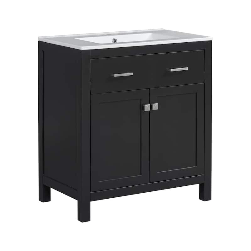 60"Bathroom Vanity Set with Double Vanities (Separate),Double Ceramic Sinks,Adjustable Shelf,Soft Close Doors and Flip Drawer
