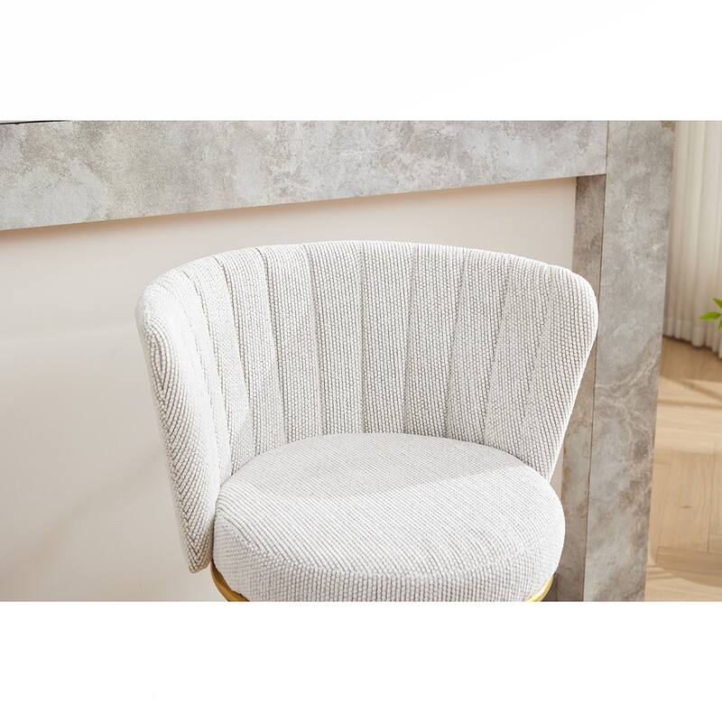2PCS Swivel Velvet Metal Frame Bar Stools