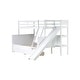 preview thumbnail 8 of 18, Twin over Full Bunk Bed with Slide, Rubber Wood Low Bunk Bed Frame Kids Bed with 2 Drawers & Shelves Storage for Boys Girls