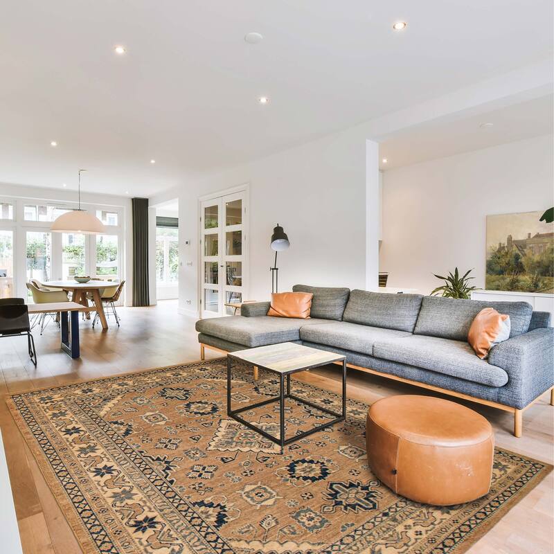 ECARPETGALLERY Hand-knotted Finest Ghazni Tan Wool Rug - 6'0 x 9'8