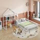 preview thumbnail 18 of 45, Full Size Wooden Floor Bed with Fence and Detachable Headboard for Kids