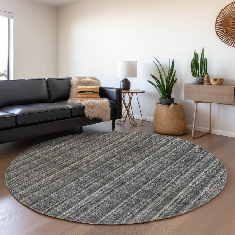 Machine Washable Indoor/ Outdoor Stripe Chantille Rug
