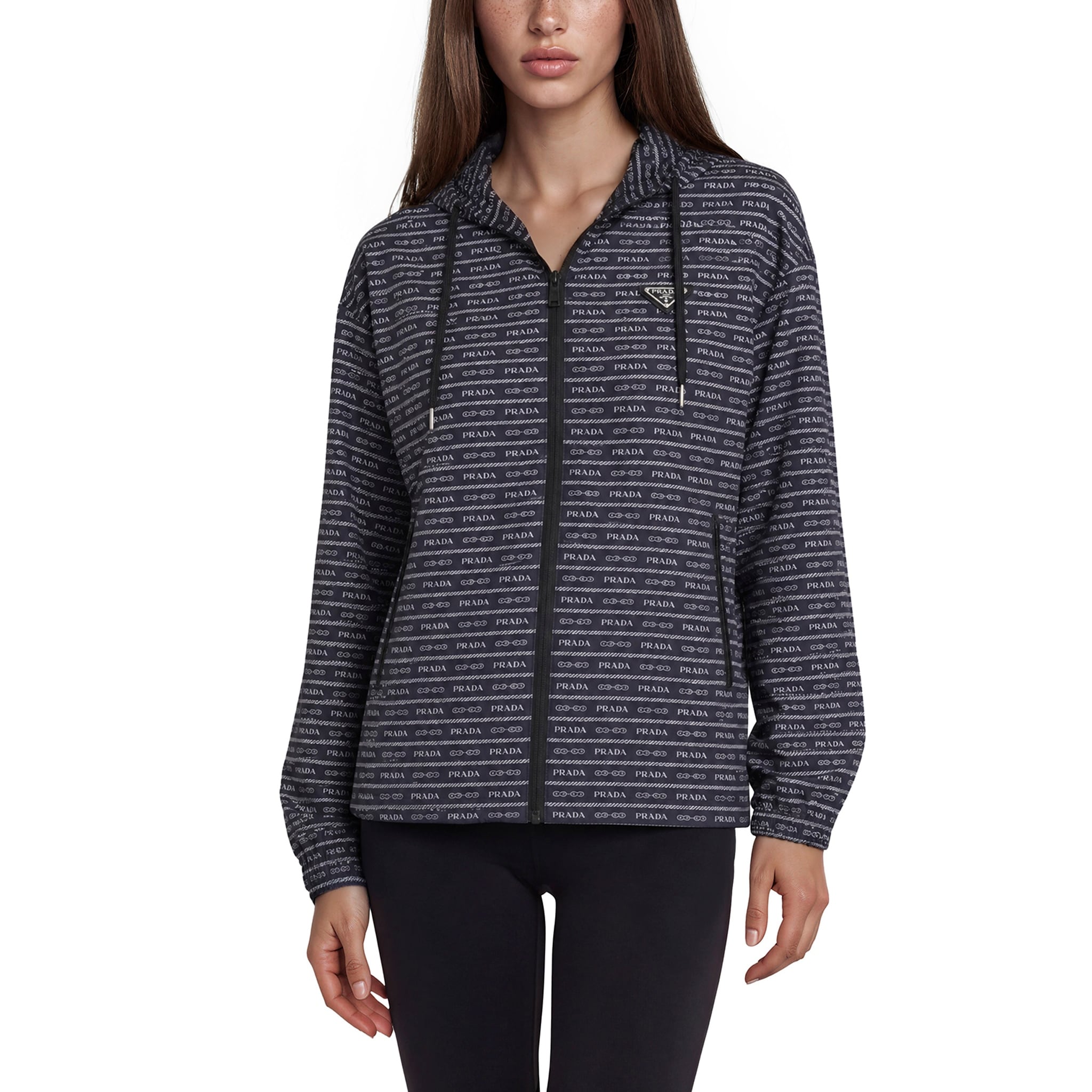 Prada Logo Print Hooded Jacket