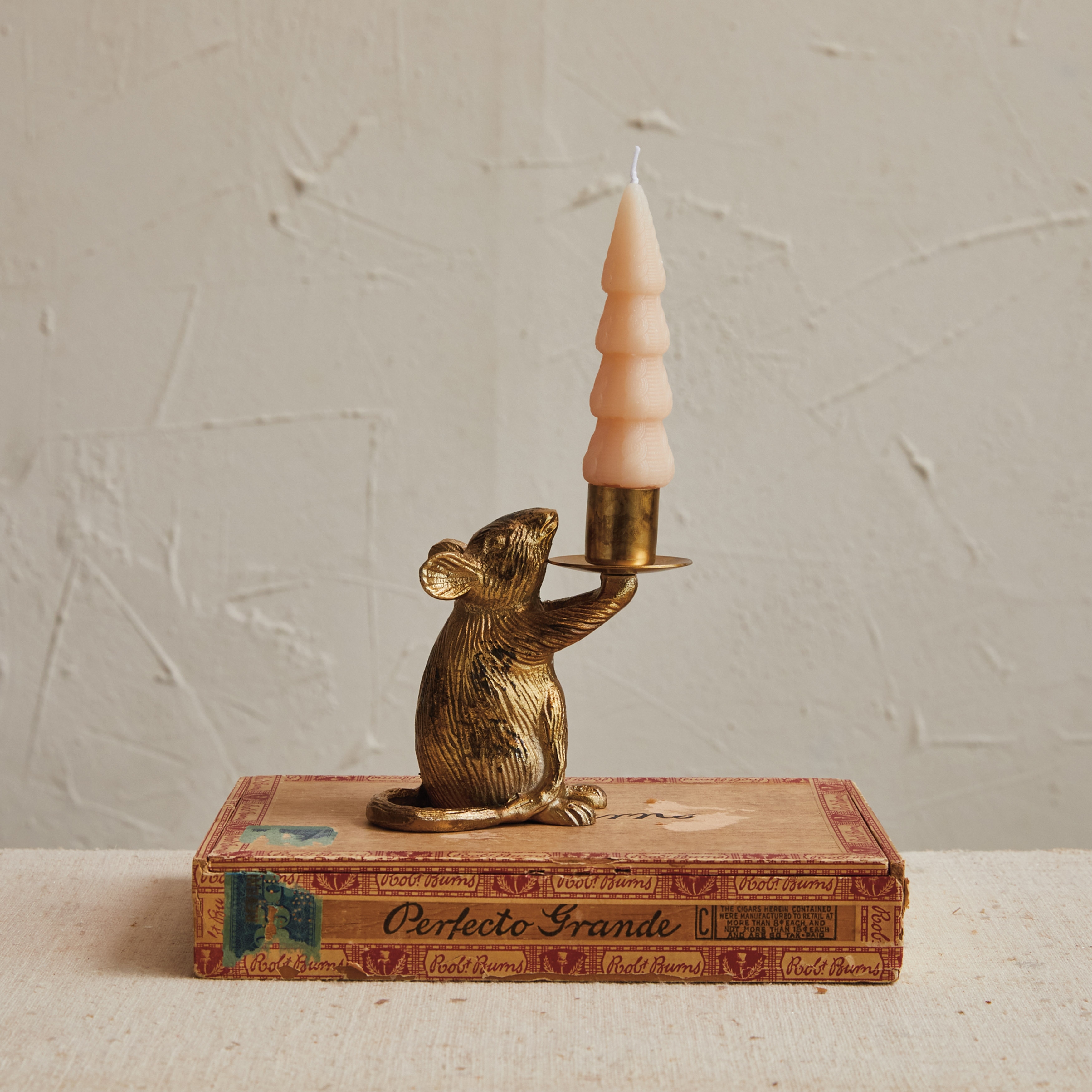 Cast Aluminum Mouse Taper Candleholder