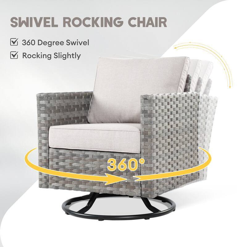 XIZZI 9-piece Patio Furniture Sectional Set with Swivel Rocking Chairs