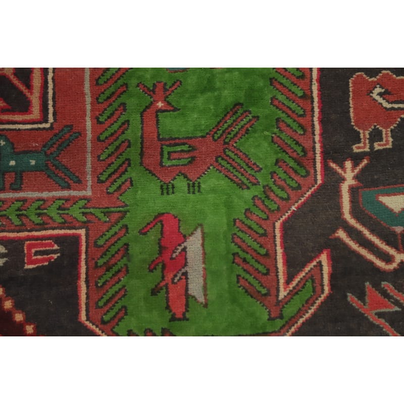 Hand Knotted Oriental 100% Wool Carpet Traditional Tribal Greys & Charcoal Ardebil Runner Rug - 9' 8'' X 4' 4''