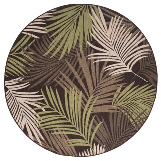 Tappeto Safavieh Barbados BAR516X Tropicale Floreale 6'6 X 9'4 - Verde/Rosa, Per Interni Ed Esterni, Antimacchia