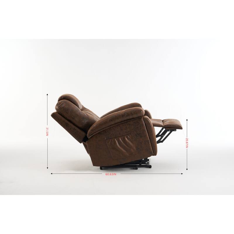 Power Lift Recliner Chair Overstuffed Wide Massage Chair Heavy Duty and Safety Motion Reclining Mechanism with Side Pockets