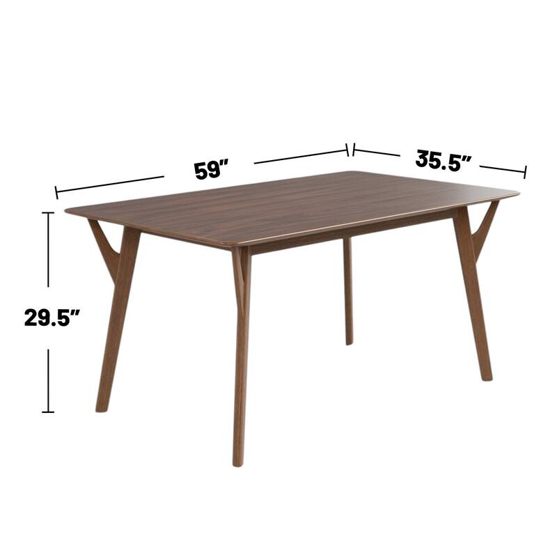 Rectangular Wooden Dining Table with Angled Legs in Walnut