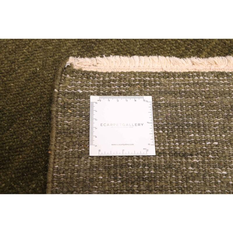 ECARPETGALLERY Hand-knotted Pak Finest Gabbeh Dark Olive Green Wool Rug - 9'0 x 12'3